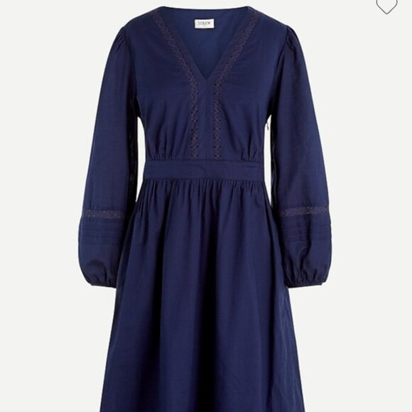 J.Crew Blue V-neck Mini dress With Trim in Navy Boho Peasant Size Small - Picture 1 of 16